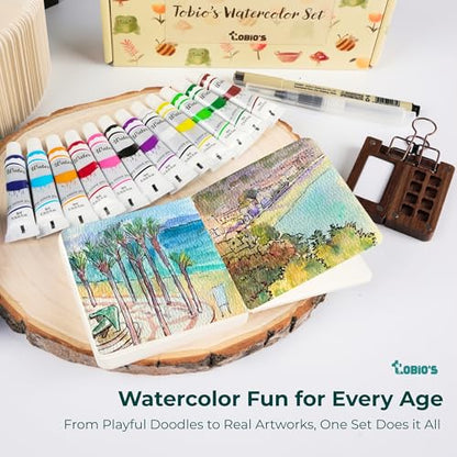 Tobios Watercolor Tubes – 12 Color Paint Refill Set, Student-Grade Travel