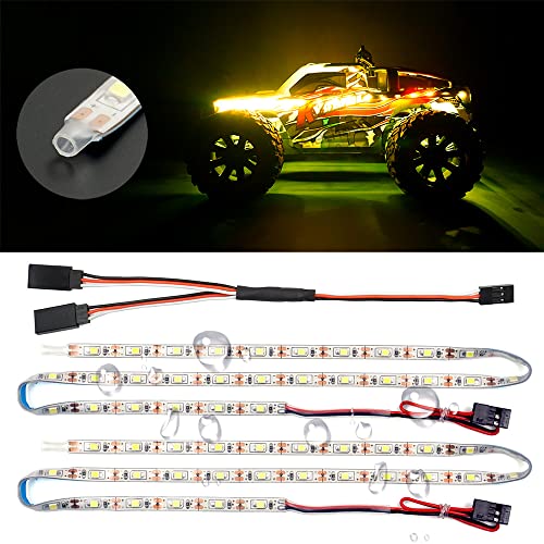 Waterproof LED Light Strips for RC Cars Trucks Airplanes Boats Drones Fixed Wing AR Wing Model Underglow Light (Yellow) - color: Yellow