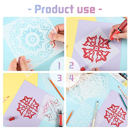 16 Pcs Mandala Stencils, 6x6 Inch Reusable Painting Templates for DIY Craft - style: Mandala Stencils-2