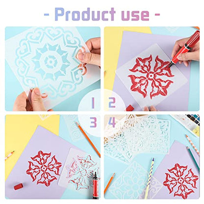 16 Pcs Mandala Stencils, 6x6 Inch Reusable Painting Templates for DIY Craft - style: Mandala Stencils-2