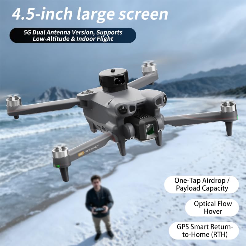 Airdrop Drone with HD Camera for Adults, Gesture Control, Obstacle Avoidance, One-Key Payload Drop Delivery Function, Fishing Drone with Screen on Controller, Foldable RC Quadcopter with Auto Return, Ideal for Outdoor Shooting Camping Fishing Gift Deliver