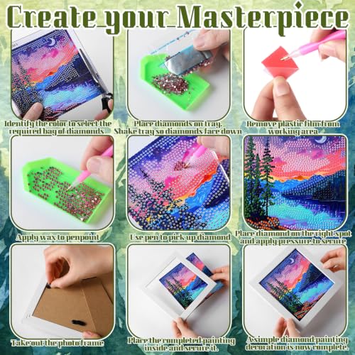 Geyoga 4pcs Scenery Diamond Painting Kits with Frame for Adults 7 x 7 Inch - style: Scenery