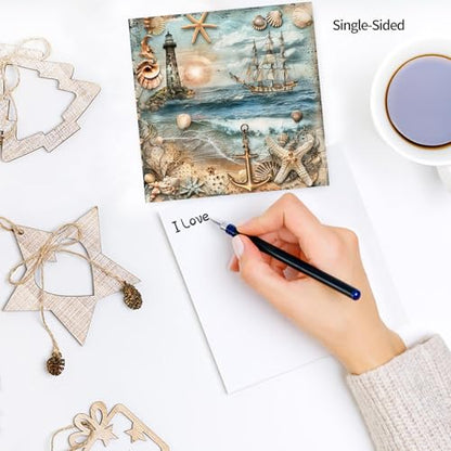 6x6" Cardstock Single Sided Scrapbooking,Craft Decorative Scrap Book Paper - color: 24sheets-Nautical Paper