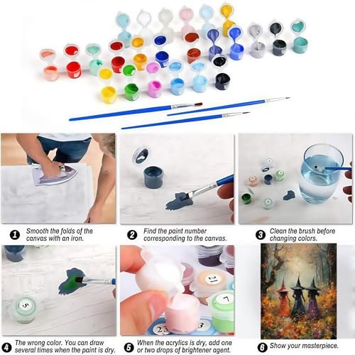 CSZPPQAF Halloween Witch Paint by Numbers Kits for Adults Beginners - color: PB93-1