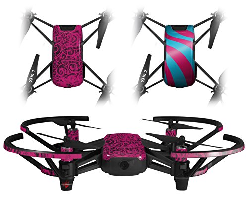 Skin Decal Wrap 2 Pack Compatible with DJI Ryze Tello Folder Doodles Fuchsia Drone NOT Included