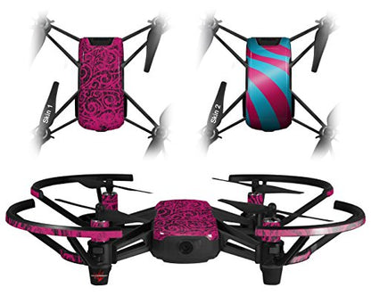 Skin Decal Wrap 2 Pack Compatible with DJI Ryze Tello Folder Doodles Fuchsia Drone NOT Included