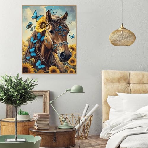 askkqtx Horse Paint by Numbers Kit for Adults Unframed 16x20 Inch - color: Flowers- MT22409