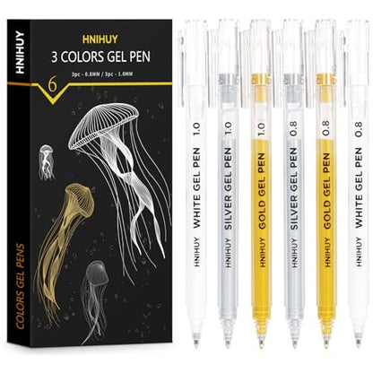 White Gel Pens, 0.8mm,1.0mm Fine Point Opaque Archival Ink Pens - color: Multicolor