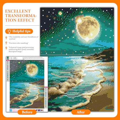Diamond Art Kits for Adults, Beach DIY 5D Diamond Painting for Beginners - color: BLKJDP10