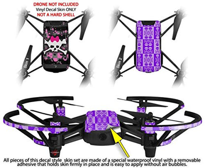Skin Decal Wrap 2 Pack Compatible with DJI Ryze Tello Pink Bow Skull Drone NOT Included