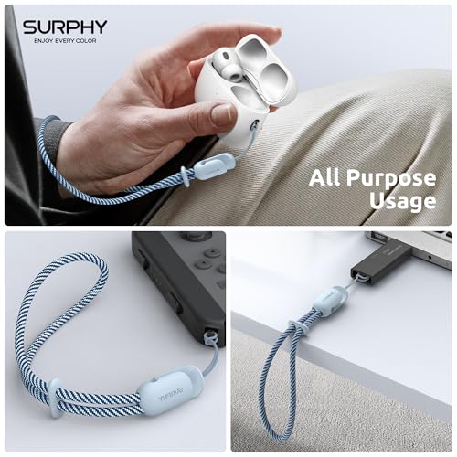 SURPHY 2 Pack Phone Lanyard, Phone Wrist Strap for Case, Camera Wrist Strap - color: Cloud Blue & Gray