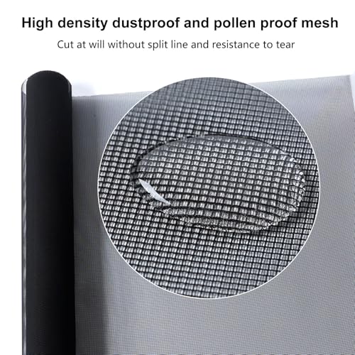High Density dustproof and Pollen Proof net Window Screen mesh roll Used to Replace Screen Windows and Doors (Black high-Density mesh,787''×57''(2000×145cm) - color: Black high-density mesh, size: 57in x 65ft