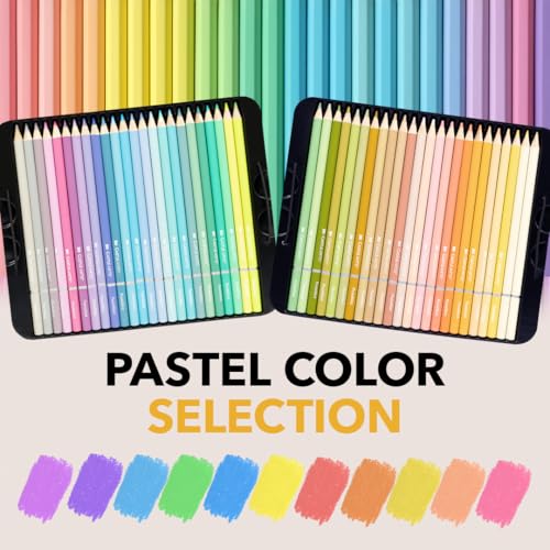 Castle Art Supplies 48 Pastel Colored Pencils for Adults - Premium Quality