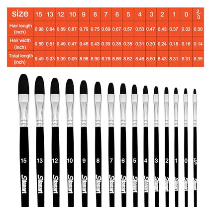 Sdanart Filbert Paint Brushes Set,15 PCS Artist Brushes,Filbert Art Brush