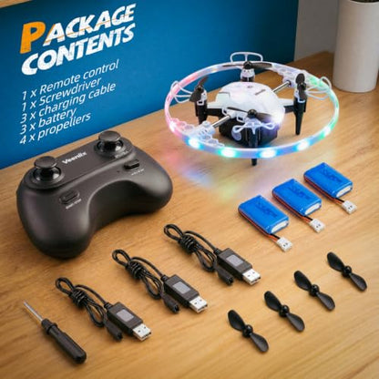 Veeniix Drone for Kids 360° RGB Rotation RC Quadcopter Altitude Hold - color: Multicolor
