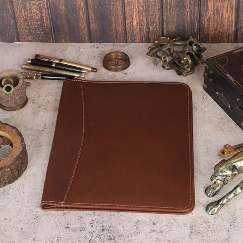 Heavy Duty Buffalo Leather Legal Pad Portfolio with Binder - Tan - color: Tan