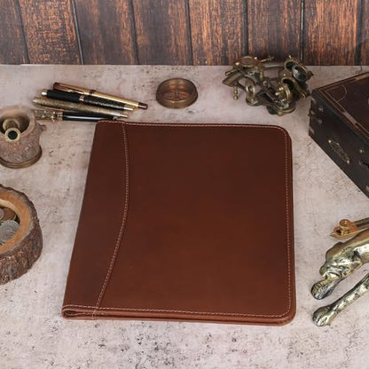 Heavy Duty Buffalo Leather Legal Pad Portfolio with Binder - Tan - color: Tan