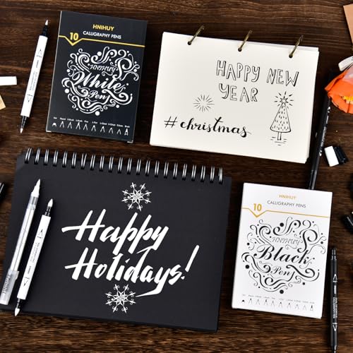 Dual Tip White Acrylic Calligraphy Pens, Hand Lettering Pen - color: White