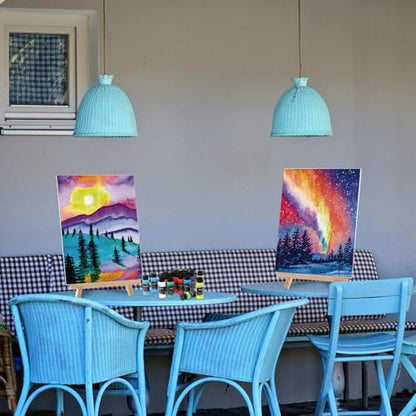 AmazingSpark 12 Set Sip and Paint Kit for Adults Pre Drawn Canvas,Scenery - style: Brilliant Scenery