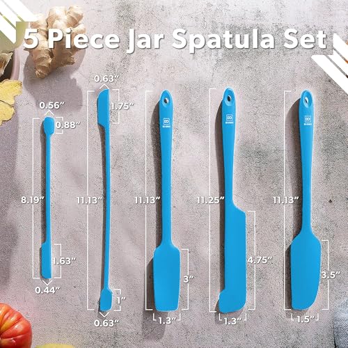 DI ORO Silicone Jar Spatula Set - 600F Heat Resistant, 5-Pc Blue - color: Blue