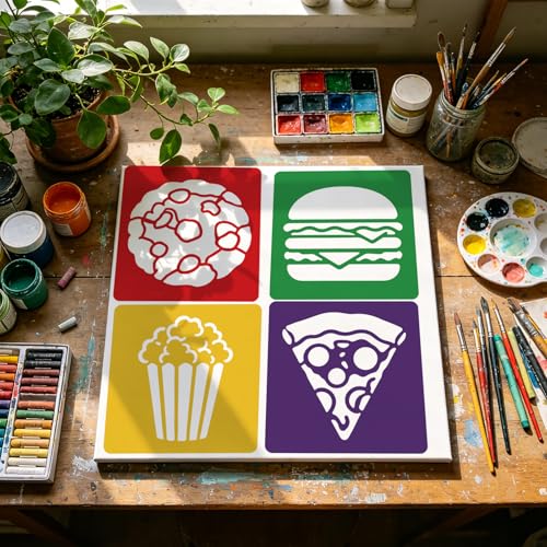CUTHOLLOW 25 PCS Food Theme Painting Shape Stencils Sets - style: Food Theme