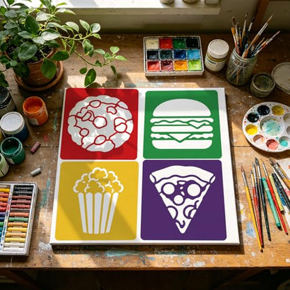 CUTHOLLOW 25 PCS Food Theme Painting Shape Stencils Sets - style: Food Theme