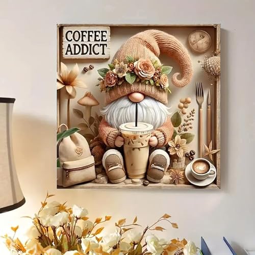 Diamond Art Kits for Adults,Gnome Drinks Coffee 5D Diamond Painting - color: JK576-1