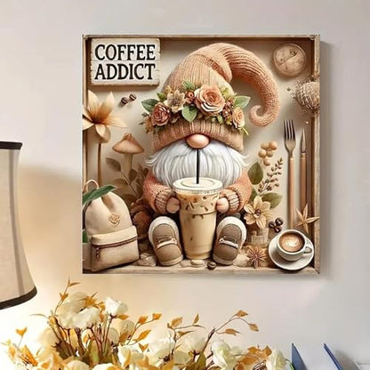 Diamond Art Kits for Adults,Gnome Drinks Coffee 5D Diamond Painting - color: JK576-1