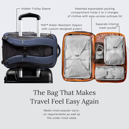 Knack Series 1 Medium Travel Backpack, 15.6-Inch Laptop, Expandable 27-39L - color: Dark Blue, size: Medium