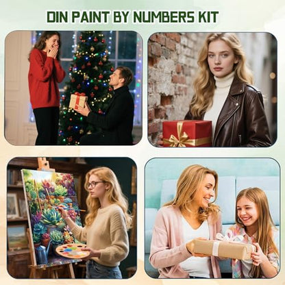 ICYANART Succulent Paint by Numbers Kit for Adults Beginner Plant Lover - color: Succulent