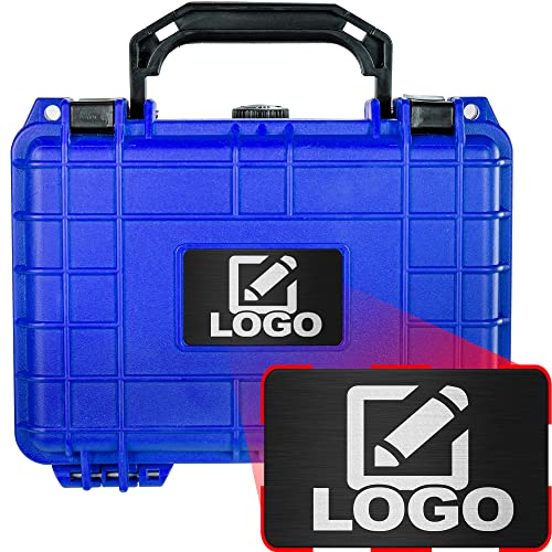 Eylar Protective Gear and Camera Hard Case with Custom Logo Engraved Plate, Water & Shock Proof w/Foam TSA Approved 8.12 inch 6.56 inch 3.56 inch (Blue) - color: Blue