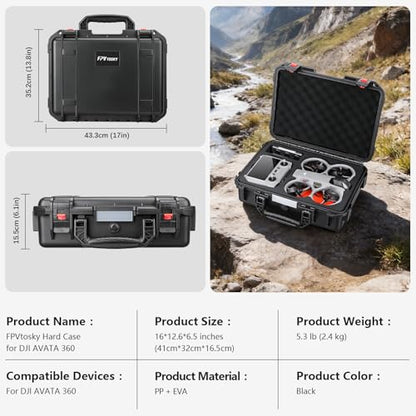 FPVtosky Hard Carrying Case for DJI Avata 360, Compatible with RC 2 Remote Controller, Drone Landing Pad Accessories [CASE ONLY]