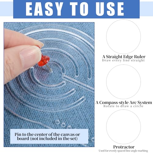 Gjinxi 3-in-1 Mandala Ruler Tool with Holes, Mandala Dot Art Circle Maker Straight Dotting Ruler Compass Protractor for Dot Mandala Art Geometric