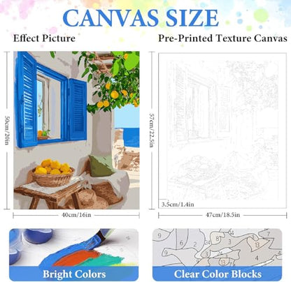 ZRIZQ Paint by Numbers Kit for Adults Beginner,Lemon Tree,16x20 - color: 16"X20"Rolled Canvas(Frameless)-Landscape 2