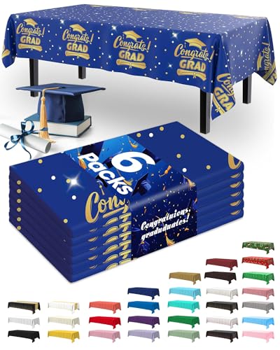 Pureegg Plastic Table Cloth Disposable 6 Pcs 54 x 108 Inch Graduation Black - color: Graduation Blue, size: 54" X 108" Rectangle