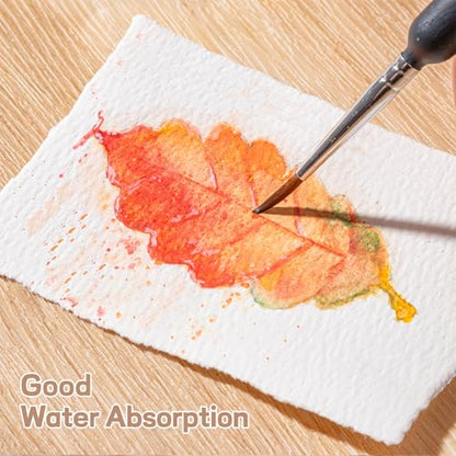 100 Sheets Watercolor Paper 4 x 6 Inch, 300 GSM, Deckle Edge, Ivory - size: 4 x 6inch
