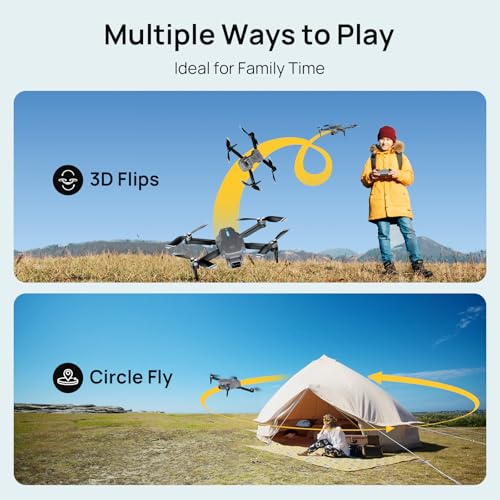 Ameta Drones with Camera for Adults 4k UHD, S20 Lite Brushless Motor FPV Foldable RC Drones for Adults Kids Beginners with 54 Mins Long Flight, Altitude Hold, Headless Mode, Circle Fly, 360° Flips