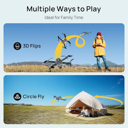 Ameta Drones with Camera for Adults 4k UHD, S20 Lite Brushless Motor FPV Foldable RC Drones for Adults Kids Beginners with 54 Mins Long Flight, Altitude Hold, Headless Mode, Circle Fly, 360° Flips