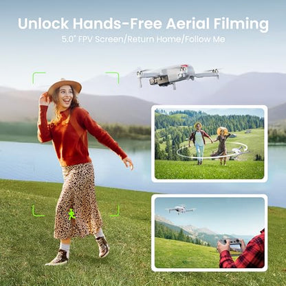 PLEGBLE Drones with Camera for Adults 4K, GPS Drone with Controller Screen