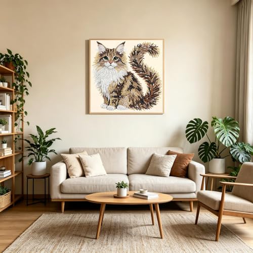 Cat Special Shape Diamond Art Kits For Adults Beginner,Diamond Dot Art Kits - color: YP102