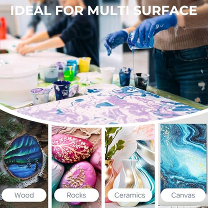 Nicpro 18 Colors 8.45oz Large Volume Metallic Acrylic Pour Paint Kit - color: 18 Colors