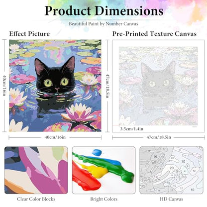 Dawnsphere Black Cat Paint by Numbers Kit for Adults Without Frame 16x16 in - color: OP-US01