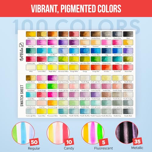 Watercolor Paint Set 100 Vibrant Colors for Adult Beginner Professional - color: Standard Set