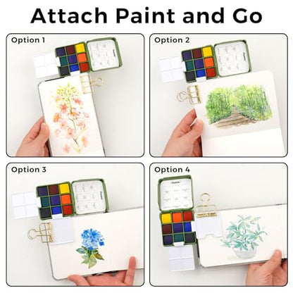 Funto Mini Watercolor Travel Set Refill, 9-Color Replacement Palette For Painting - style: Basic Set