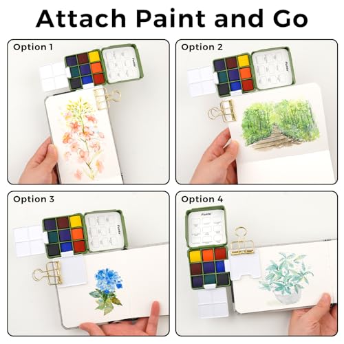 Funto Mini Watercolor Travel Set Refill, 9-Color Replacement Palette For Painting - style: Basic Set