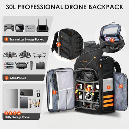 TARION FPV Drone Camera Backpack Extra Large 30L FlightPro