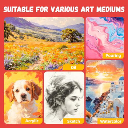Simetufy 18x24inch 12Pcs Large Flat Canvas Boards Panels for Painting - size: 18"x24"