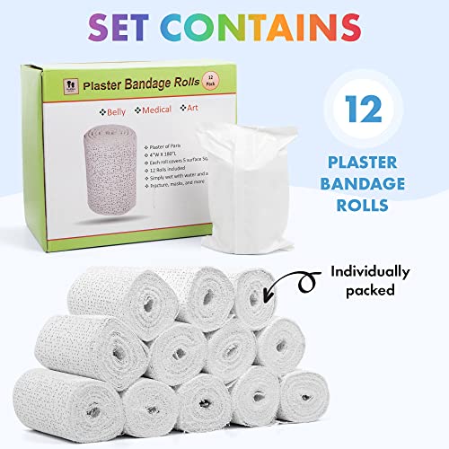 Noe & Malu 4-Inch x 15-Foot Fast-Setting Plaster of Paris Rolls, 12-Pack