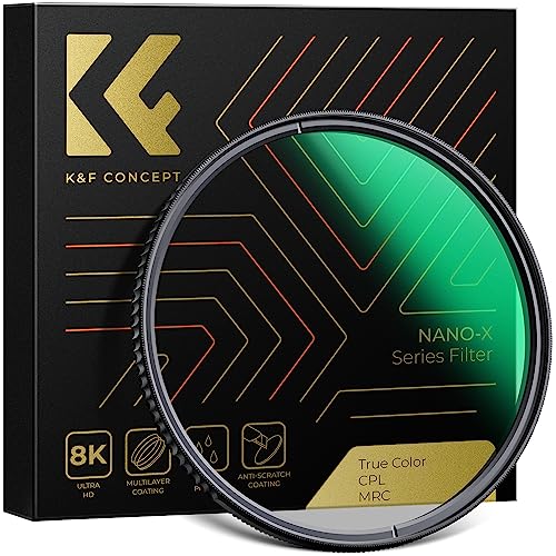 K&F CONCEPT 49mm True Color Polarizer Lens Filter Circular Polarizing Filter for Camera Lens with 28 Multi-Coated (Nano-X Series) - size: 49mm