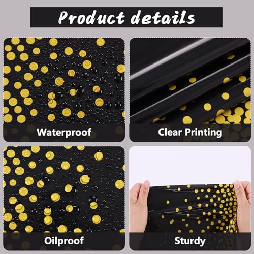 Kesfey Black with Gold Dot Plastic Tablecloth Rolls 54 inch X 120ft - color: White Golden Dot